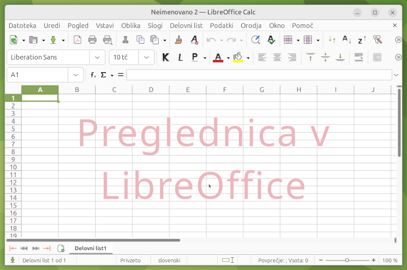 Okno LibreOffice Calc 
