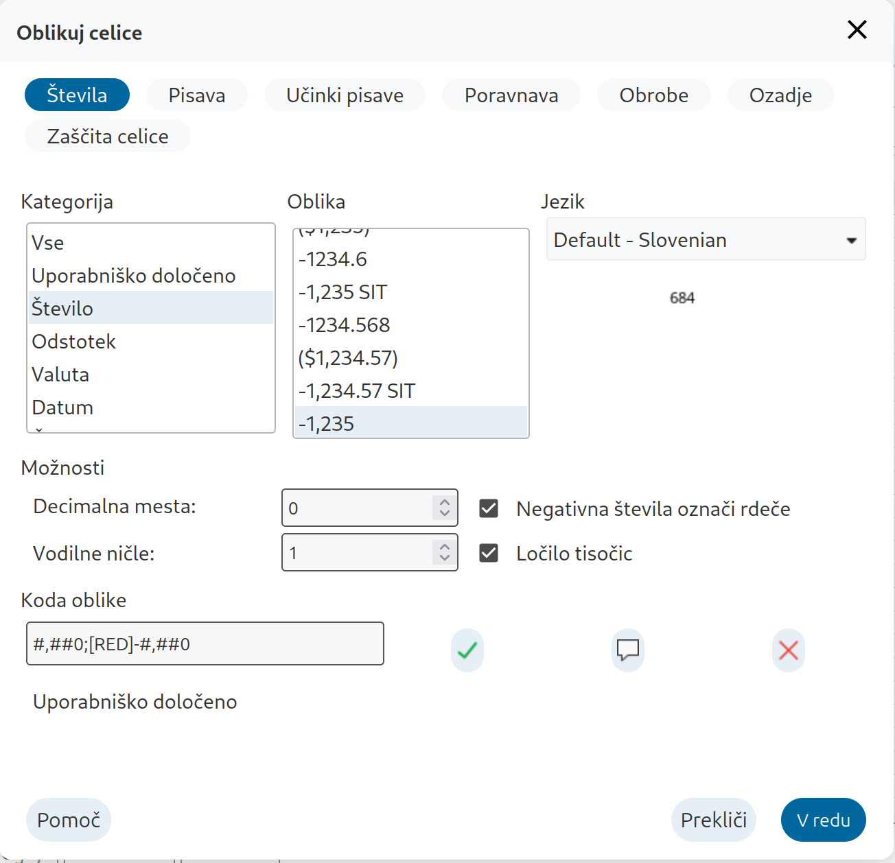 Vpis kode oblike