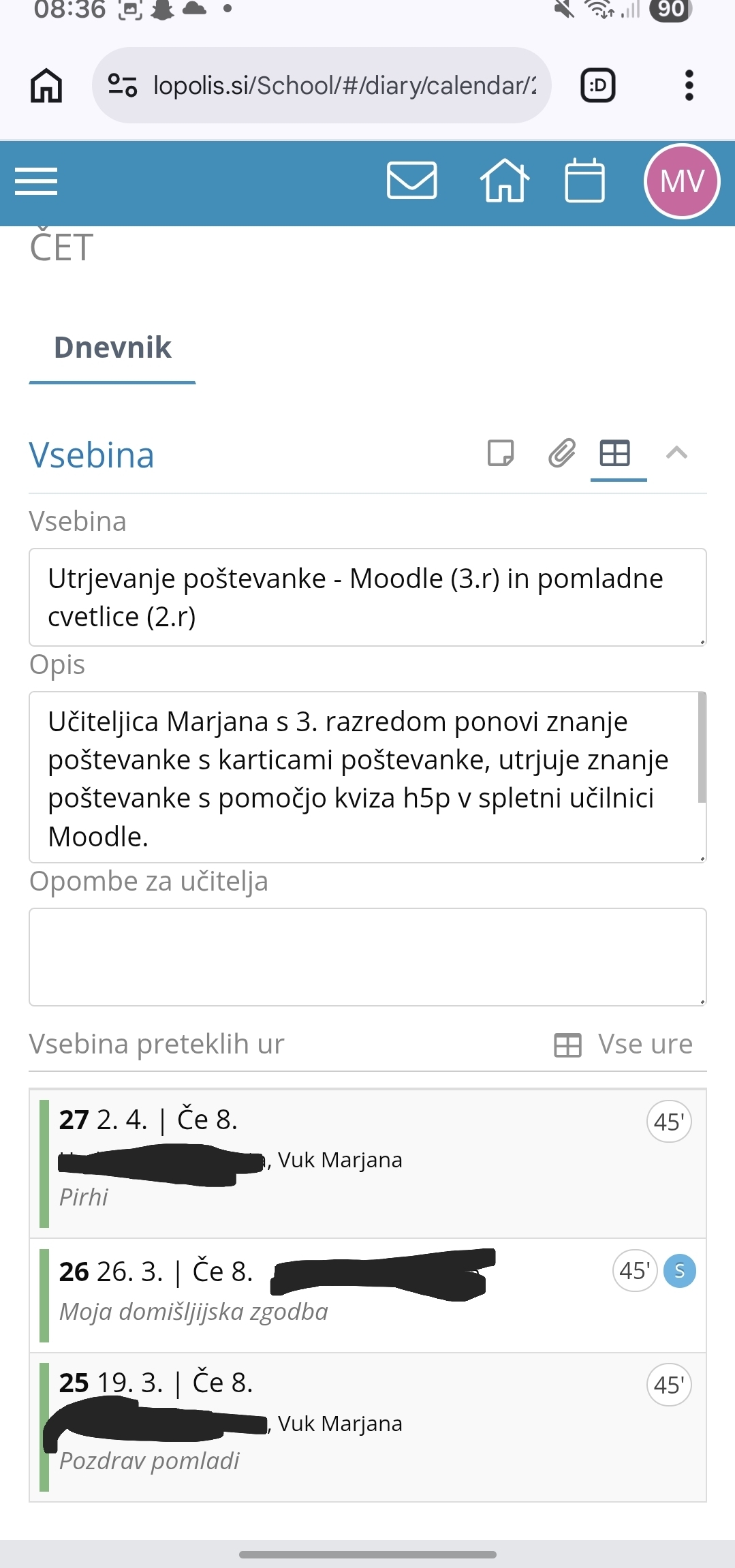 Dokazilo o načrtovani uri